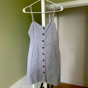 Blue corduroy button up dress